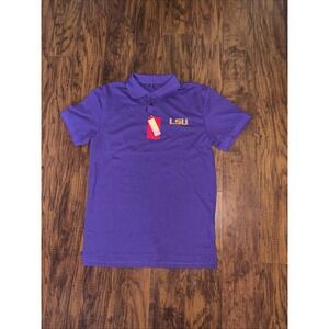 LSU NWT Men's Purple Golf Polo Shirt Gold Logo FOCO Size Medium